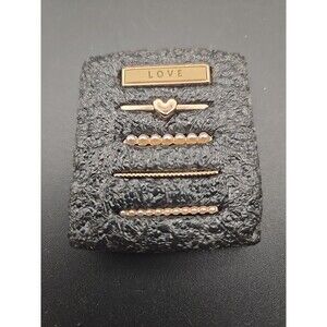 5 Pc. Set Wrist Watch Band Charms METAL GOLD TONE HEART LOVE PEARLS